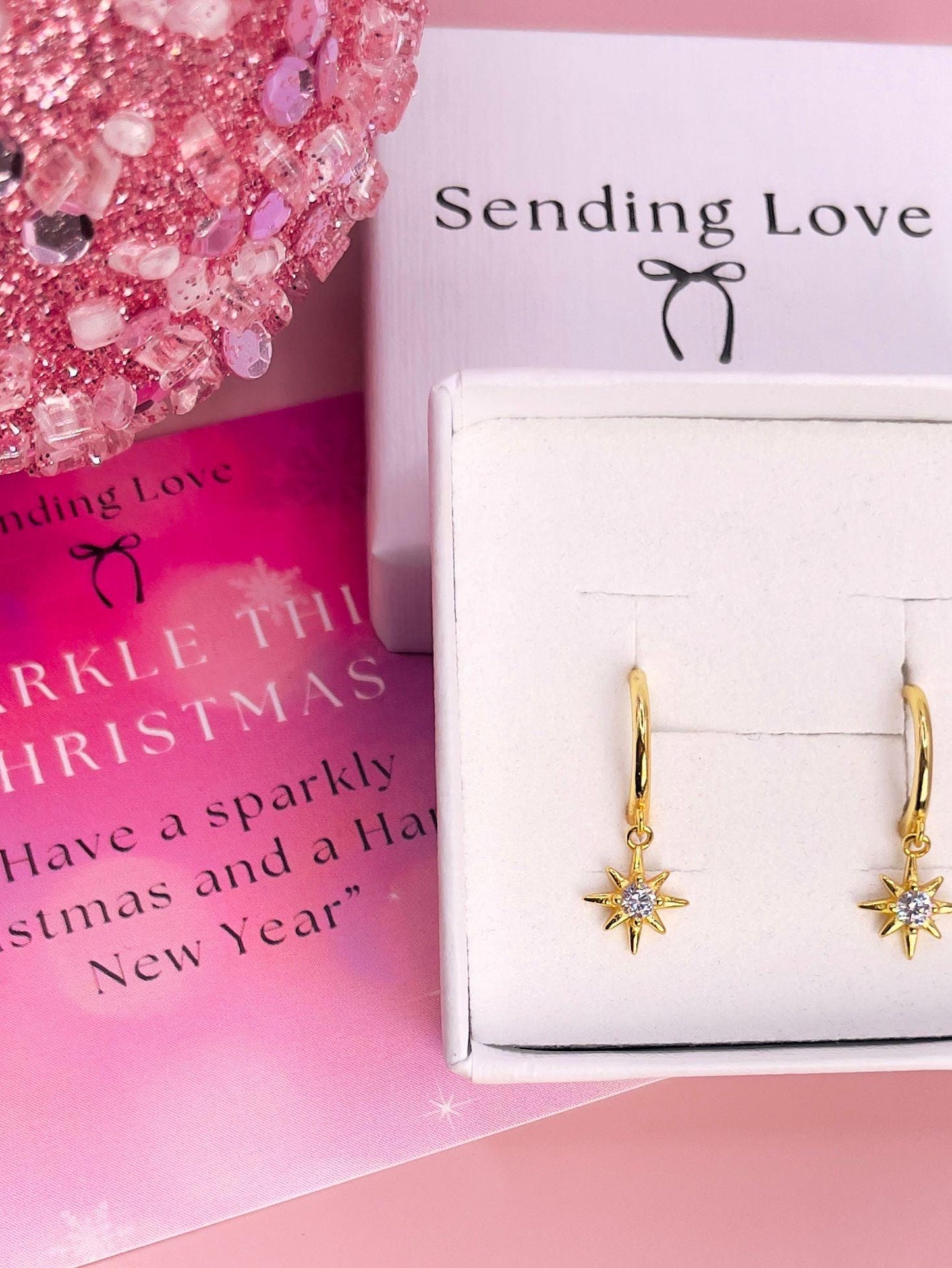 925 Sterling Silver Star Hoop Earrings | Gold Starburst Hoops | Dainty Christmas Earrings Gift for Her | Jewellery Under 25