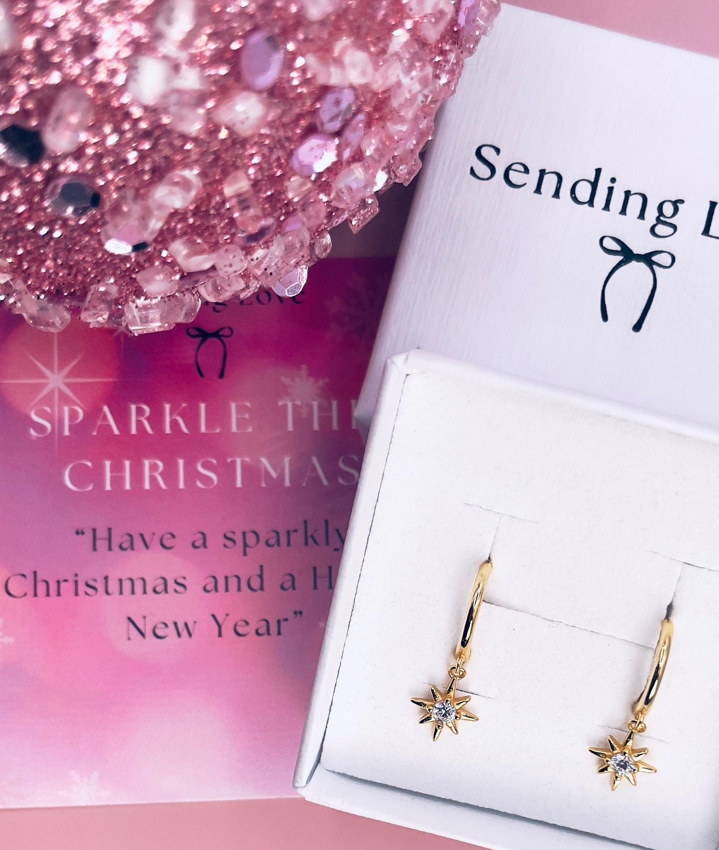 925 Sterling Silver Star Hoop Earrings | Gold Starburst Hoops | Dainty Christmas Earrings Gift for Her | Jewellery Under 25