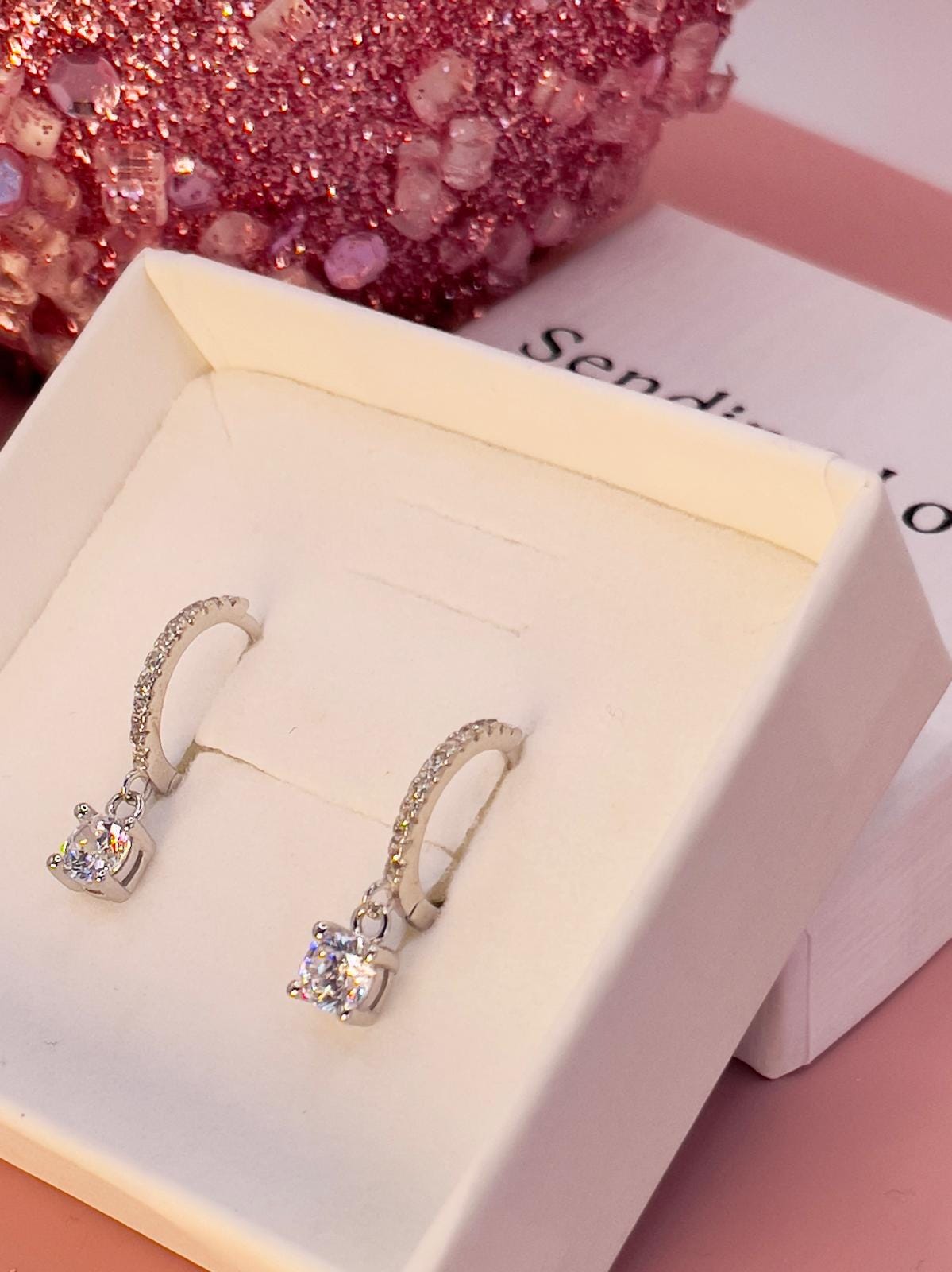 925 Sterling Silver Earrings | Gold Plated Earrings | Diamond Style hoops | Christmas Gift for Her | Stocking Filler Jewellery