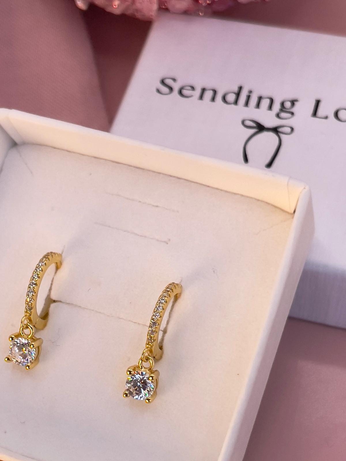 Bridesmaid CZ Hoop Earrings or Diamond CZ Huggie Hoop Earrings – Bridesmaid Gift, Sterling Silver CZ hoops, Wedding earrings, gift for her