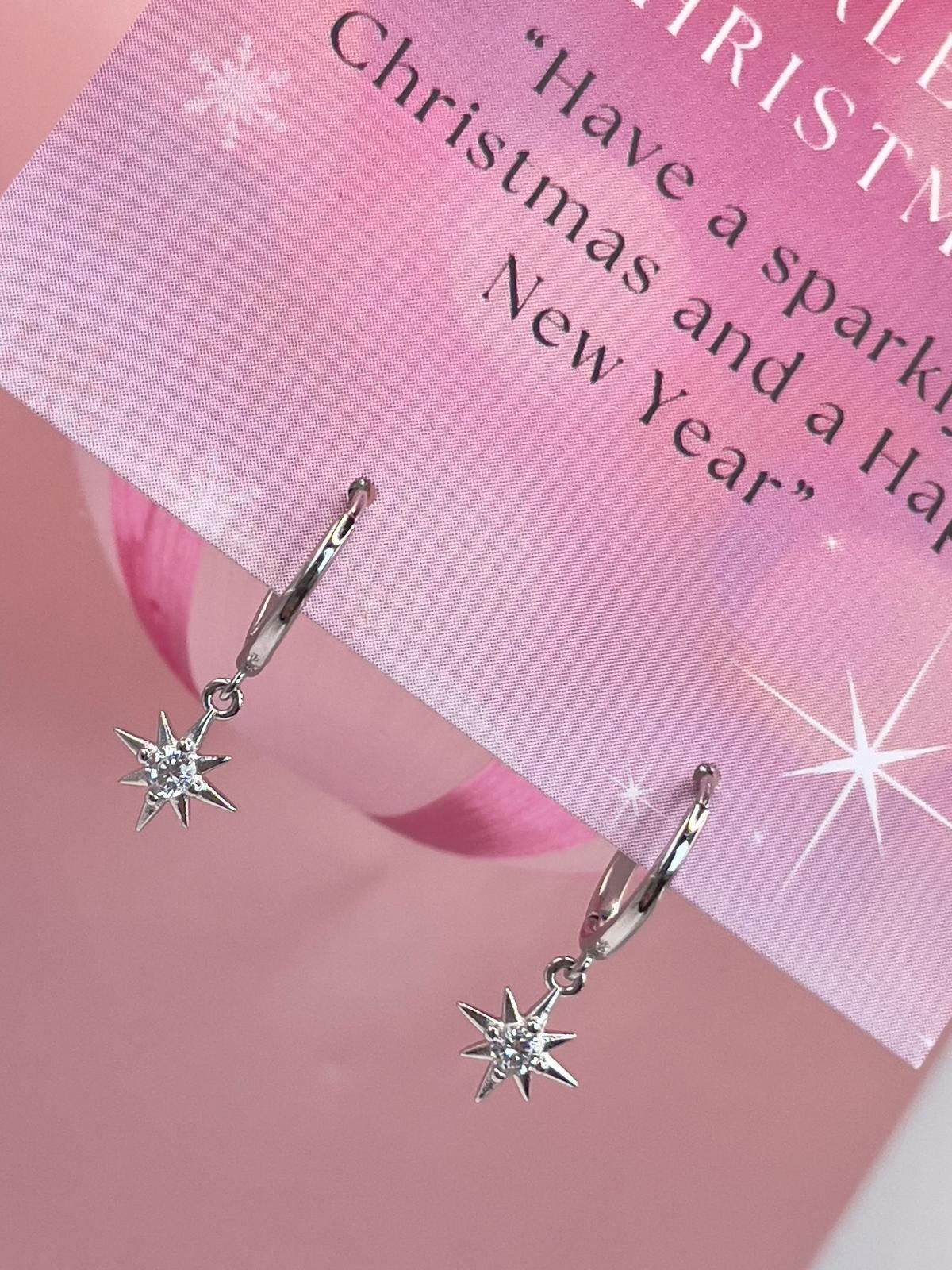 925 Sterling Silver Star Hoop Earrings | Gold Starburst Hoops | Dainty Christmas Earrings Gift for Her | Jewellery Under 25