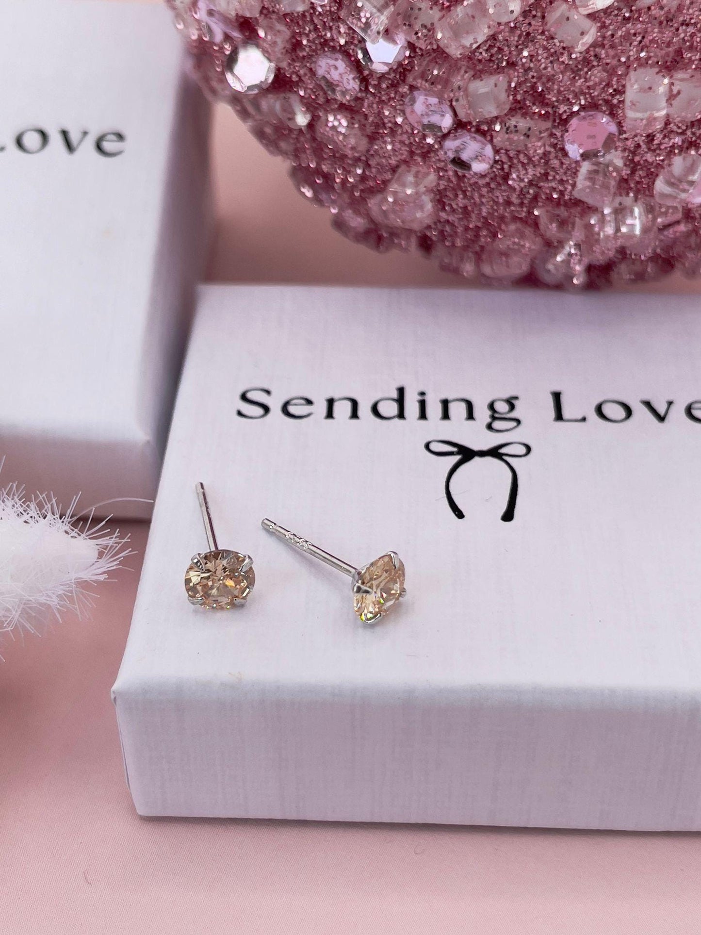 Stud Earrings with sparkling November Birthstone earrings | the perfect Christmas gift for November birthdays | Topaz | Citrine style