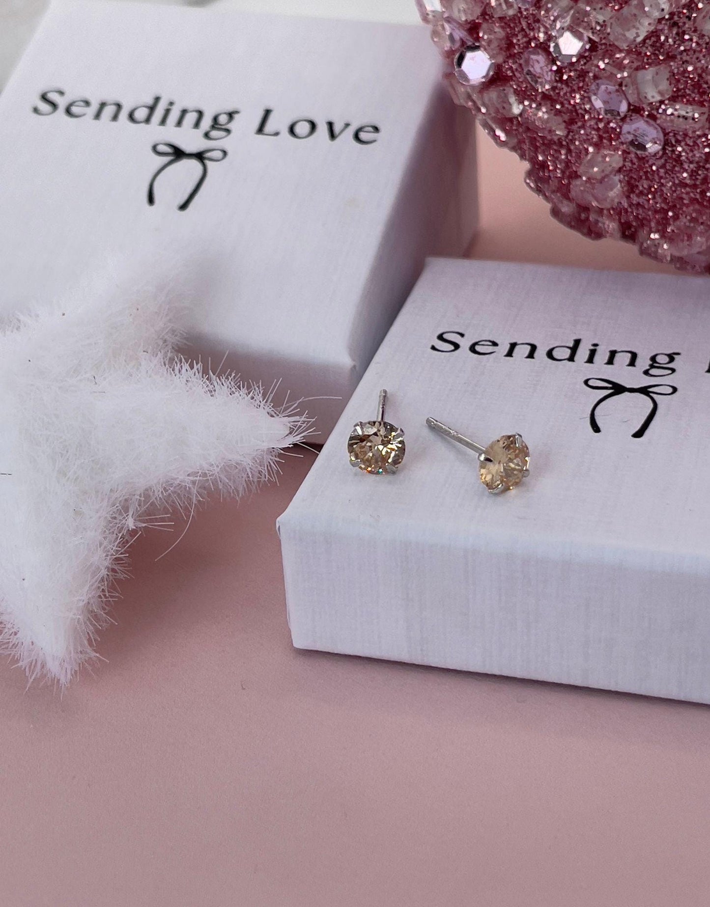 Stud Earrings with sparkling November Birthstone earrings | the perfect Christmas gift for November birthdays | Topaz | Citrine style