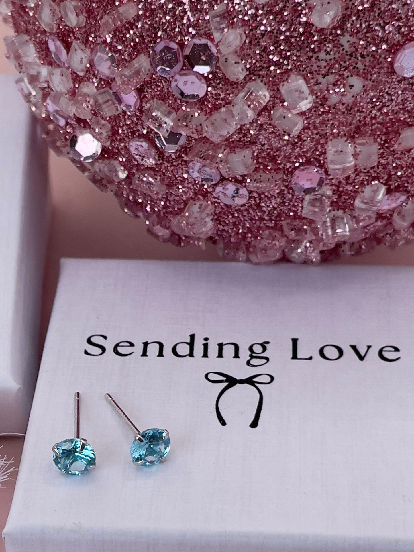 Aquamarine CZ 925 Silver Stud Earrings: March Birthstone Gift