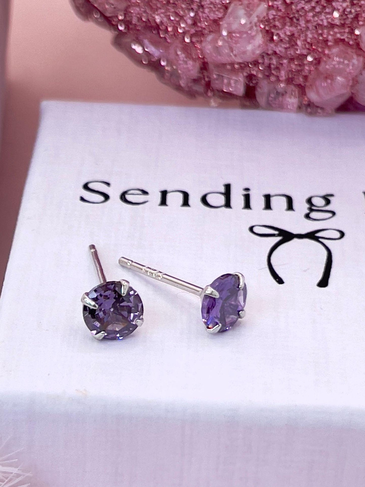 Amethyst Earrings: 925 Silver February Birthstone Gift