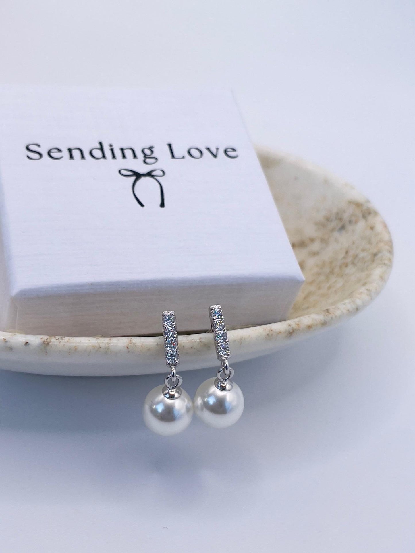 Freshwater Pearl Drop Earrings | Sterling Silver 2cm Earrings | Bridal Bridesmaid Jewellery | Christmas Party Earrings | Gift for Her
