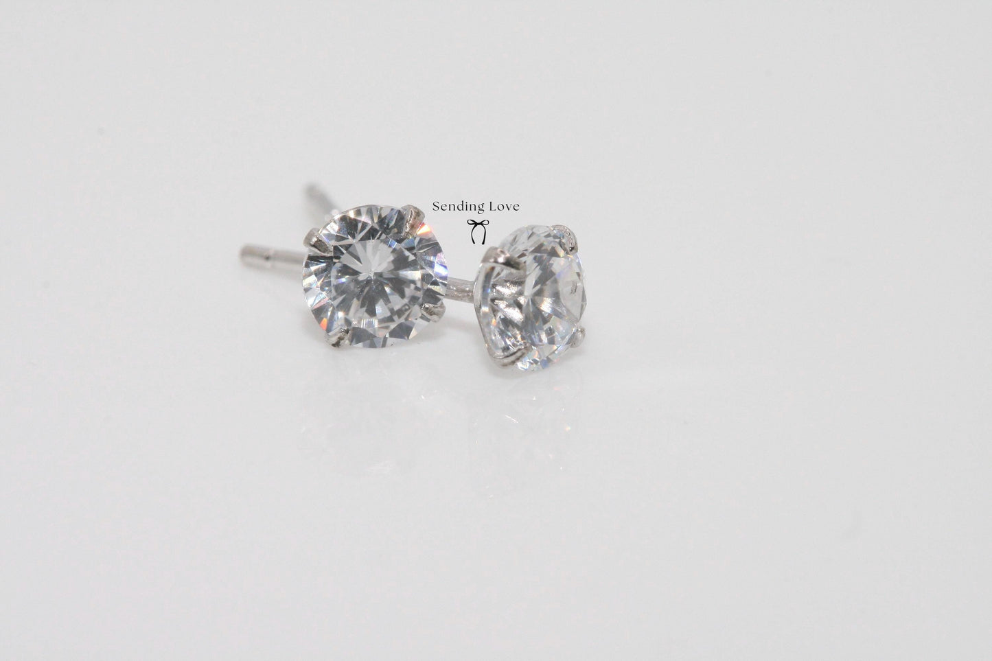 Sterling Silver Bridesmaid Earrings: Cubic Zirconia Studs, Wedding Jewelry