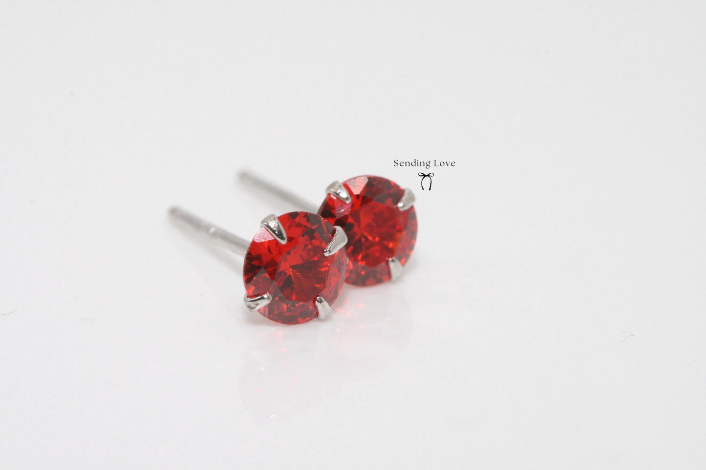 Garnet CZ Earrings: 925 Silver January Birthstone Gift
