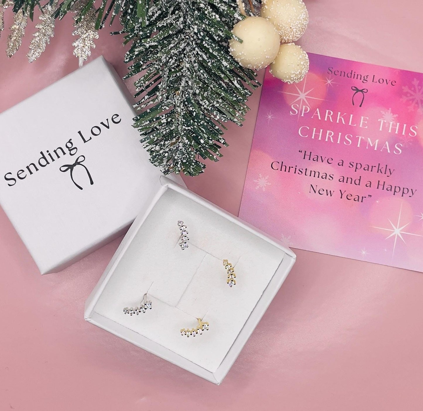 Starburst Ear Climber Earrings: 925 Silver, 18k Gold