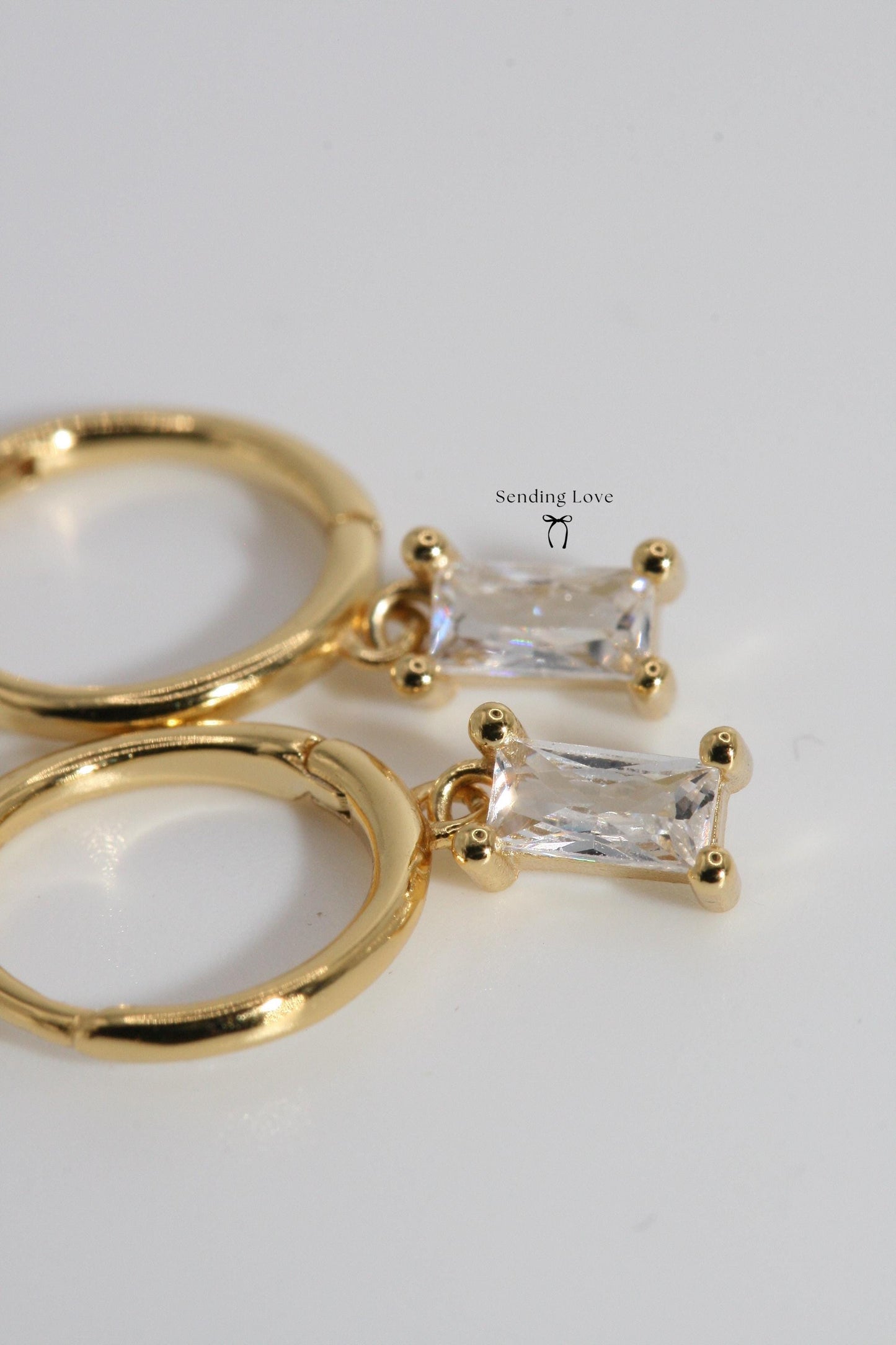 Gold Huggie Hoop Earrings: Sterling Silver CZ Dangle, Wedding Jewelry