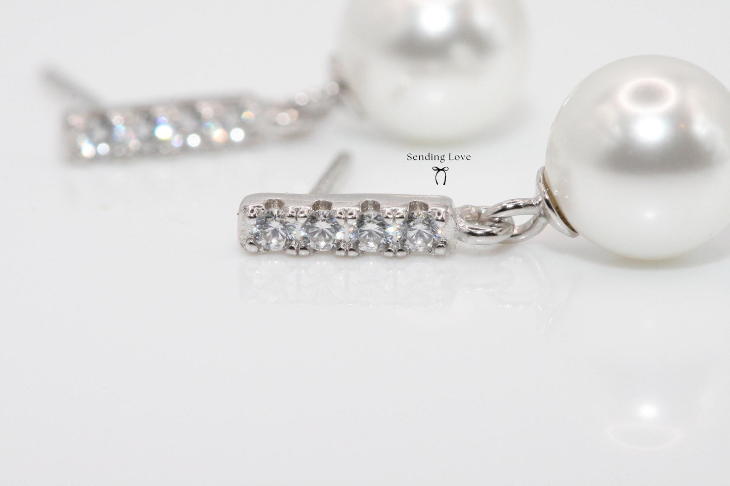Freshwater Pearl Drop Earrings | Sterling Silver 2cm Earrings | Bridal Bridesmaid Jewellery | Christmas Party Earrings | Gift for Her