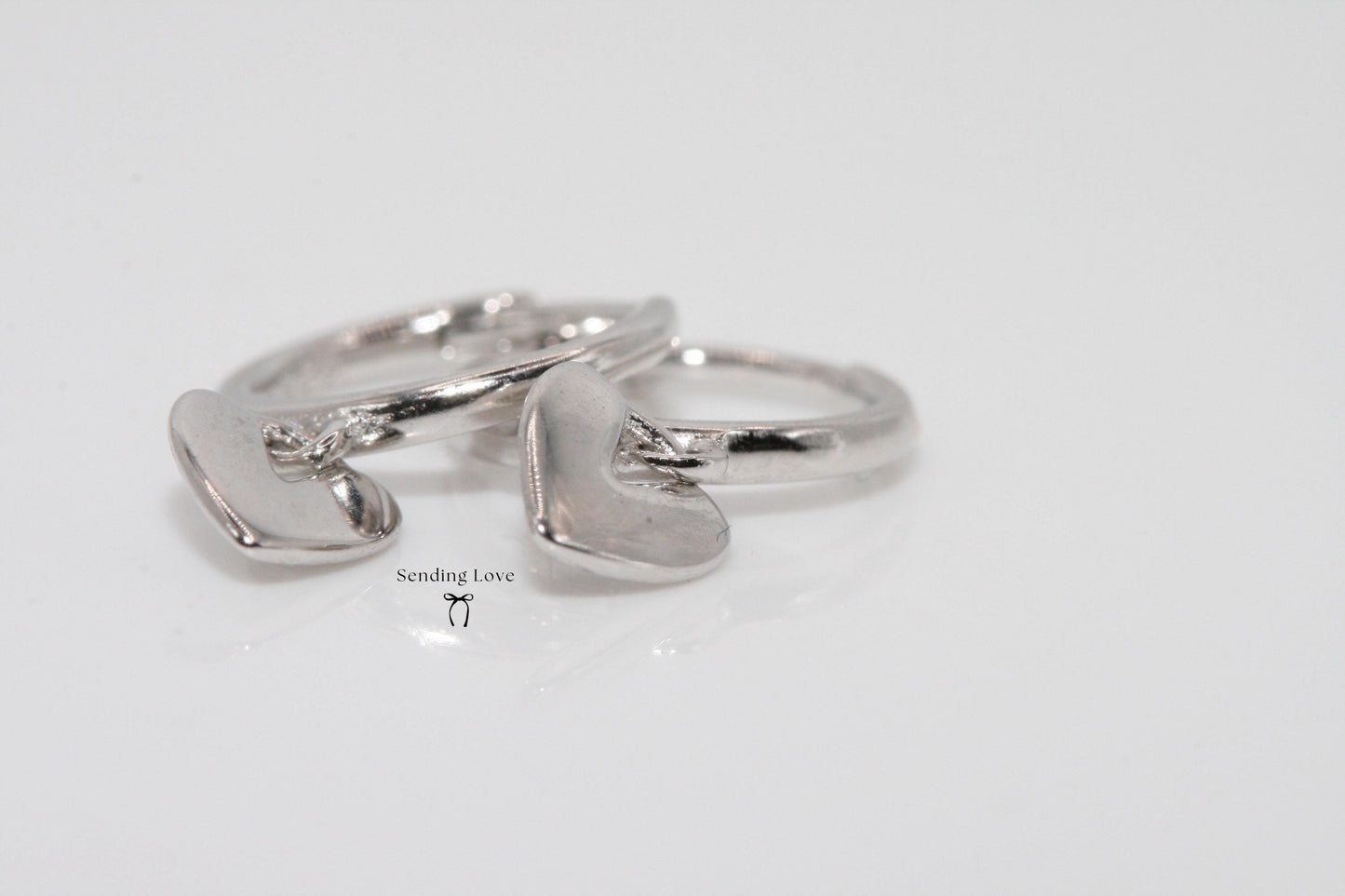 Heart earrings, heart shape earrings gift, 925 silver heart hoops, Bridesmaids gifts, earrings for her, bridesmaid's gift earrings