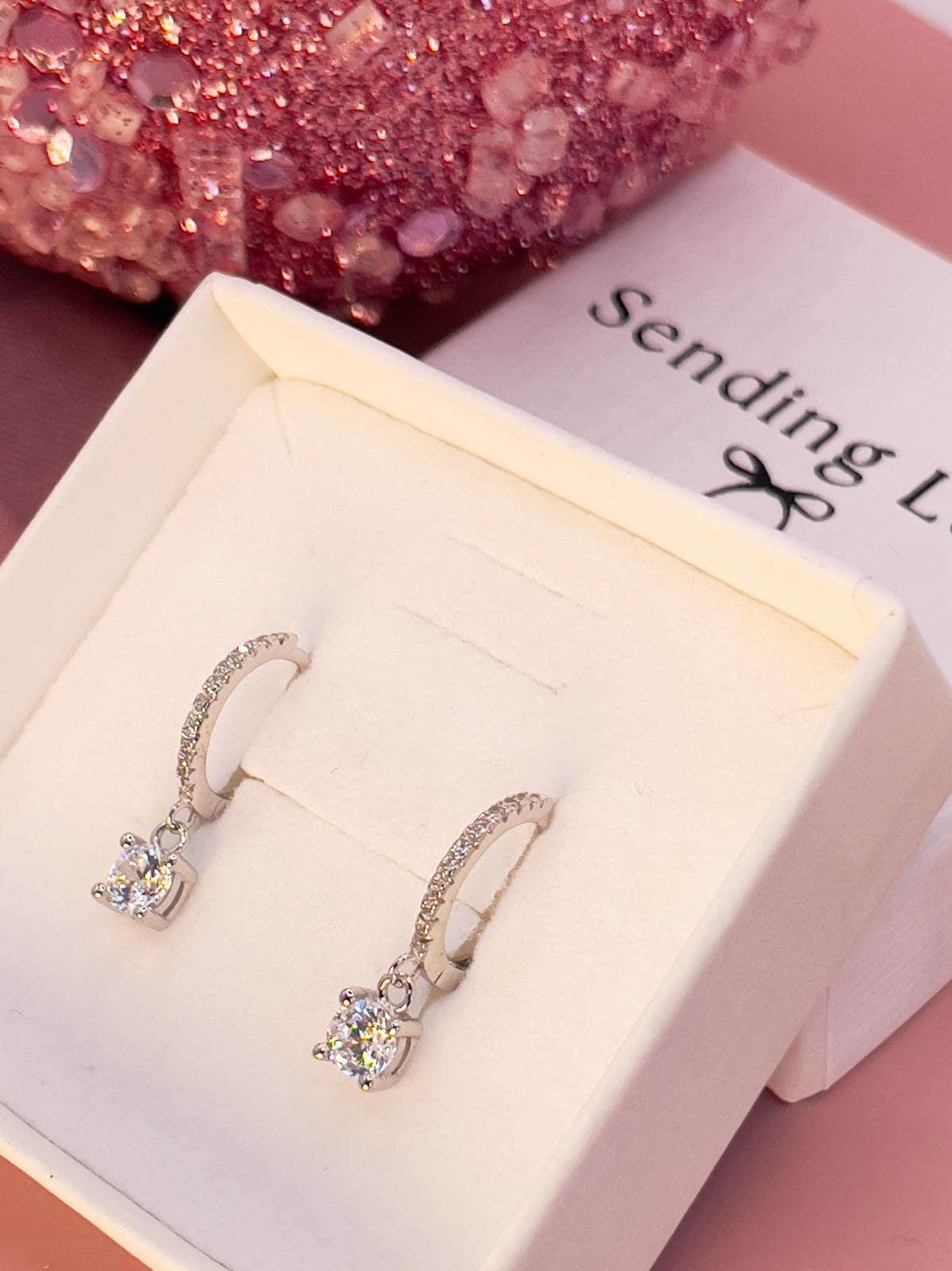 925 Sterling Silver Earrings | Gold Plated Earrings | Diamond Style hoops | Christmas Gift for Her | Stocking Filler Jewellery
