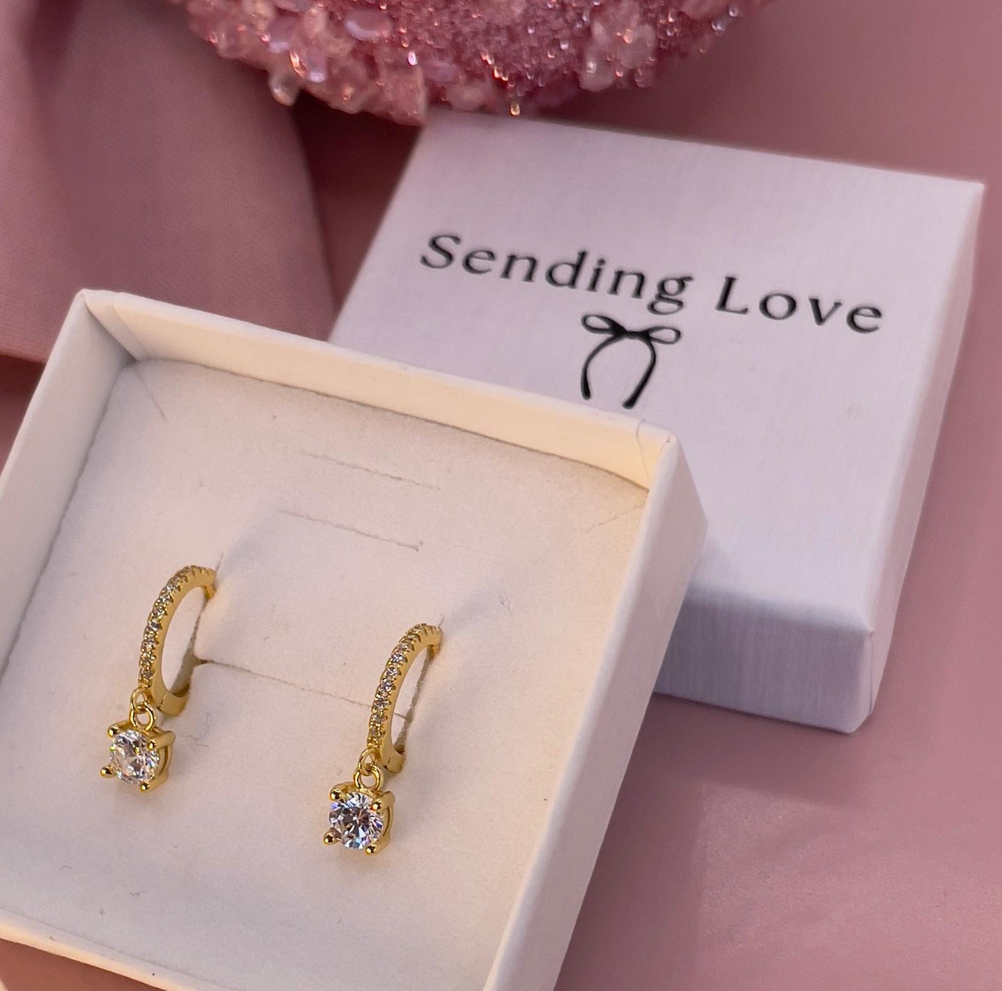 Bridesmaid CZ Hoop Earrings or Diamond CZ Huggie Hoop Earrings – Bridesmaid Gift, Sterling Silver CZ hoops, Wedding earrings, gift for her