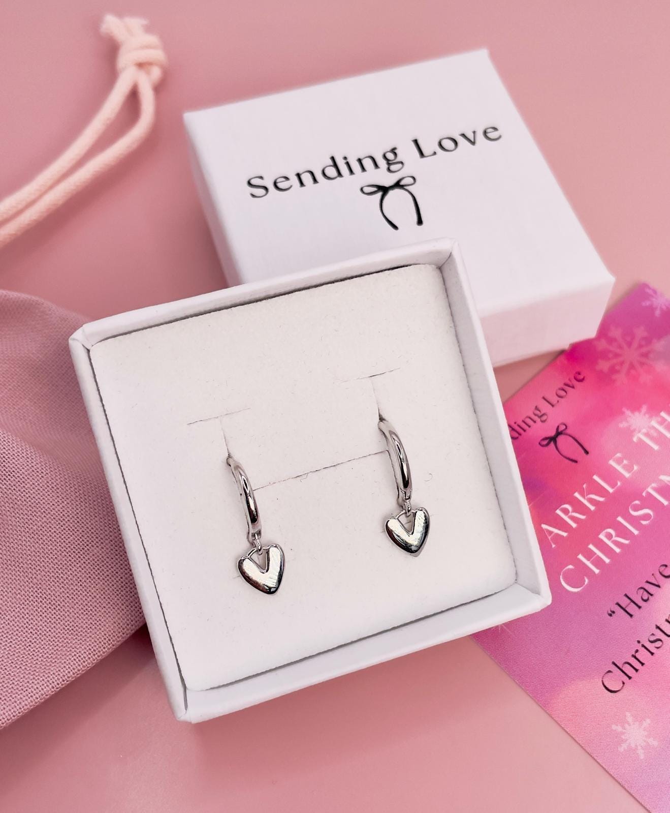 Heart earrings, heart shape earrings gift, 925 silver heart hoops, Bridesmaids gifts, earrings for her, bridesmaid's gift earrings