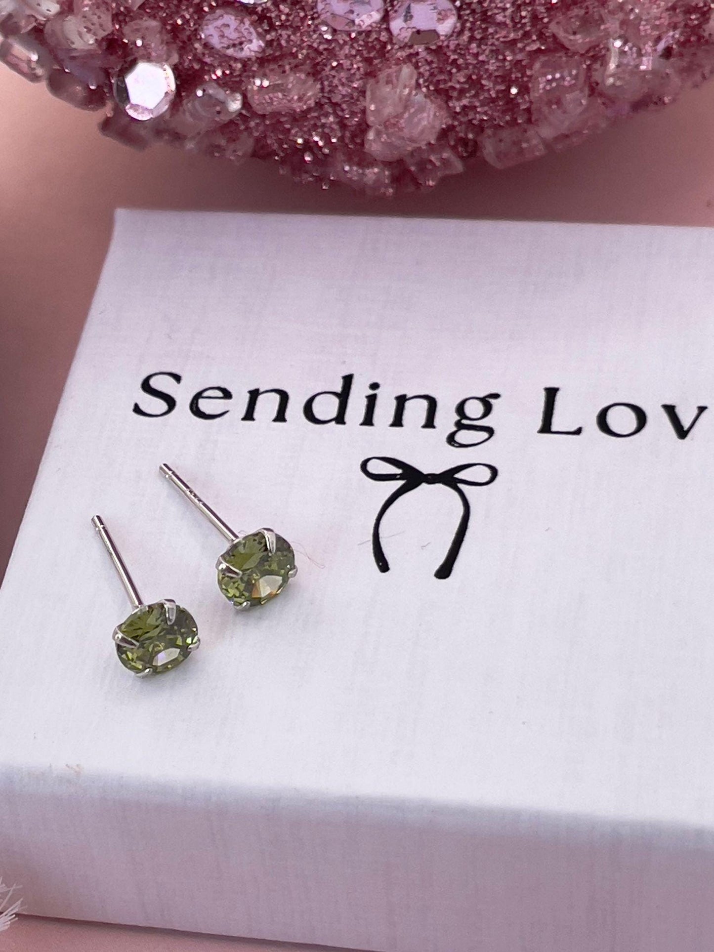 Peridot Stud Earrings – 925 Sterling Silver Birthstone Earrings, August Birthstone Jewellery, Dainty Green Studs, Gift for Her