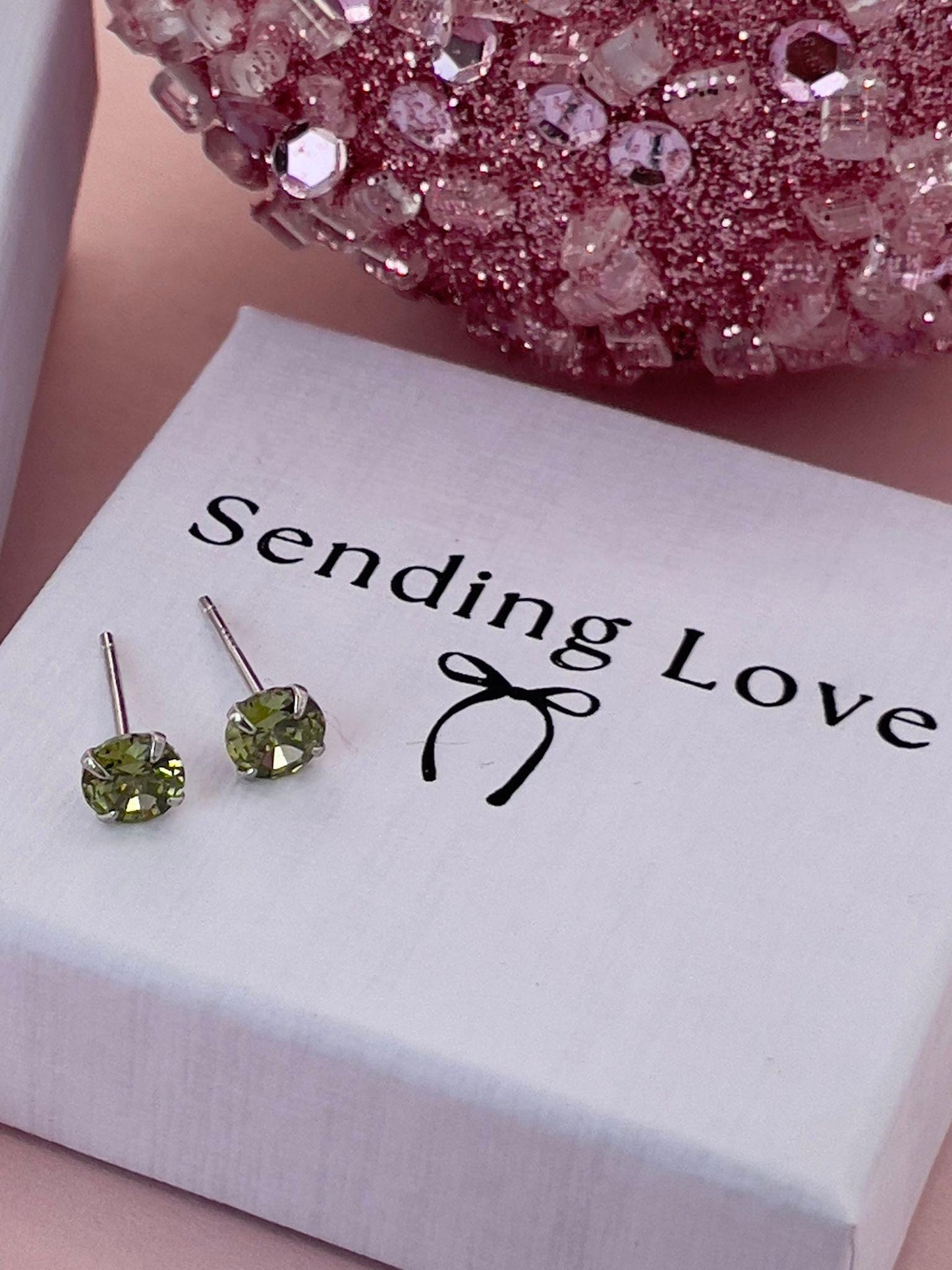 Peridot Stud Earrings – 925 Sterling Silver Birthstone Earrings, August Birthstone Jewellery, Dainty Green Studs, Gift for Her