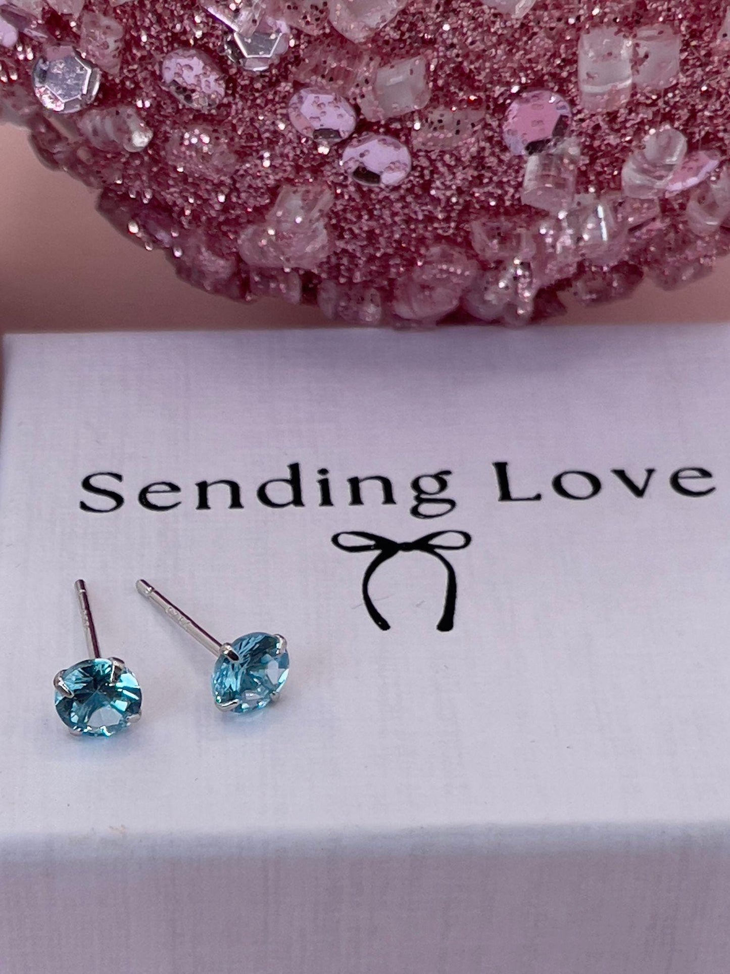 Aquamarine CZ 925 Silver Stud Earrings: March Birthstone Gift