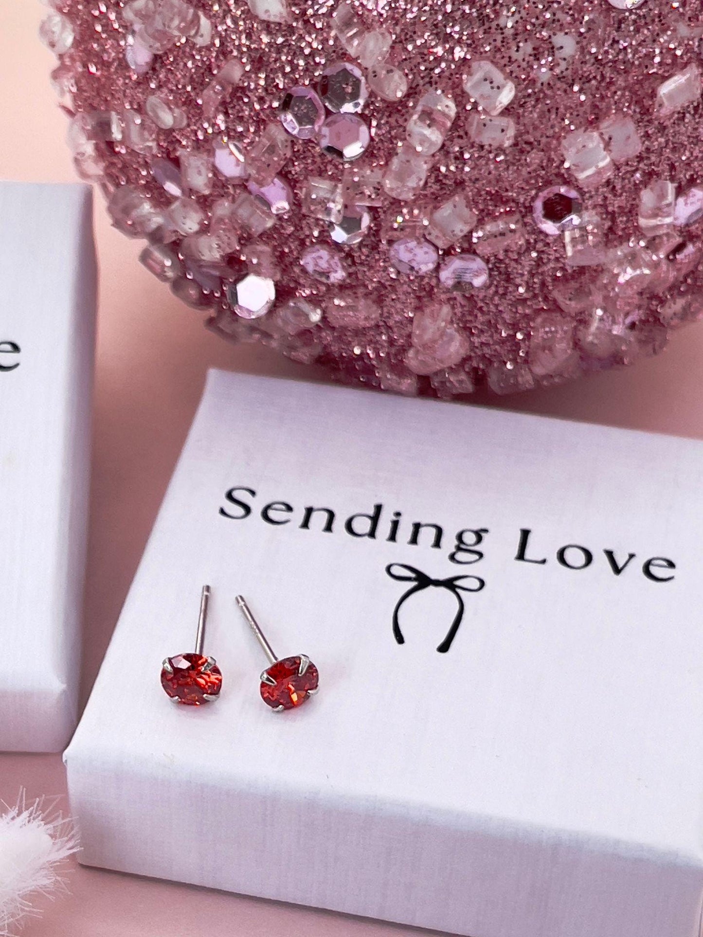 Garnet CZ Earrings: 925 Silver January Birthstone Gift