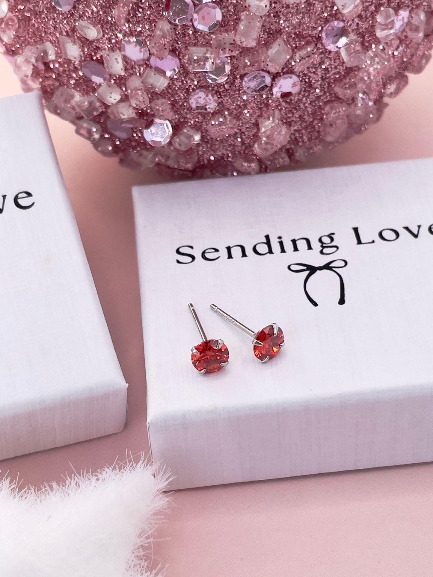 Garnet CZ Earrings: 925 Silver January Birthstone Gift
