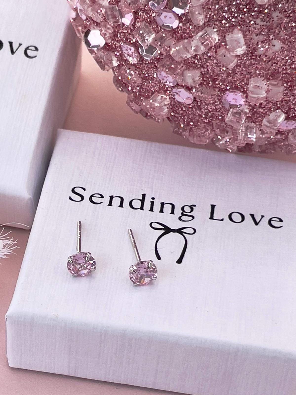 October Birthstone Earrings | Rose Quartz Studs | Sterling Silver 5mm Stud Earrings | Birthday Gift for Her | Christmas Stocking Filler