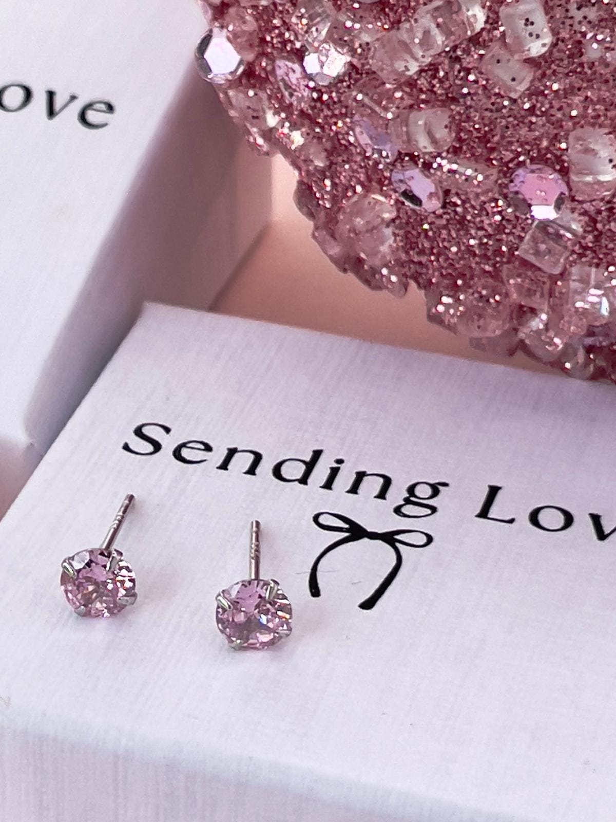 October Birthstone Earrings | Rose Quartz Studs | Sterling Silver 5mm Stud Earrings | Birthday Gift for Her | Christmas Stocking Filler