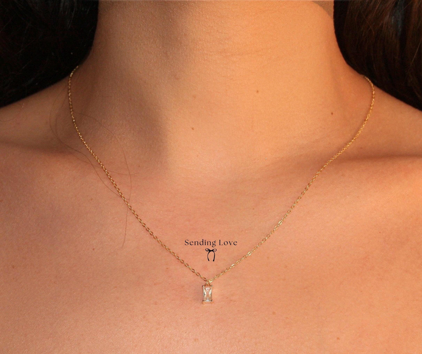 Gold Necklace and Earrings Set: Cubic Zirconia Bridesmaid Jewelry