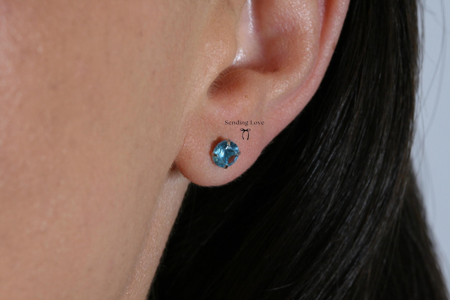 Aquamarine CZ 925 Silver Stud Earrings: March Birthstone Gift