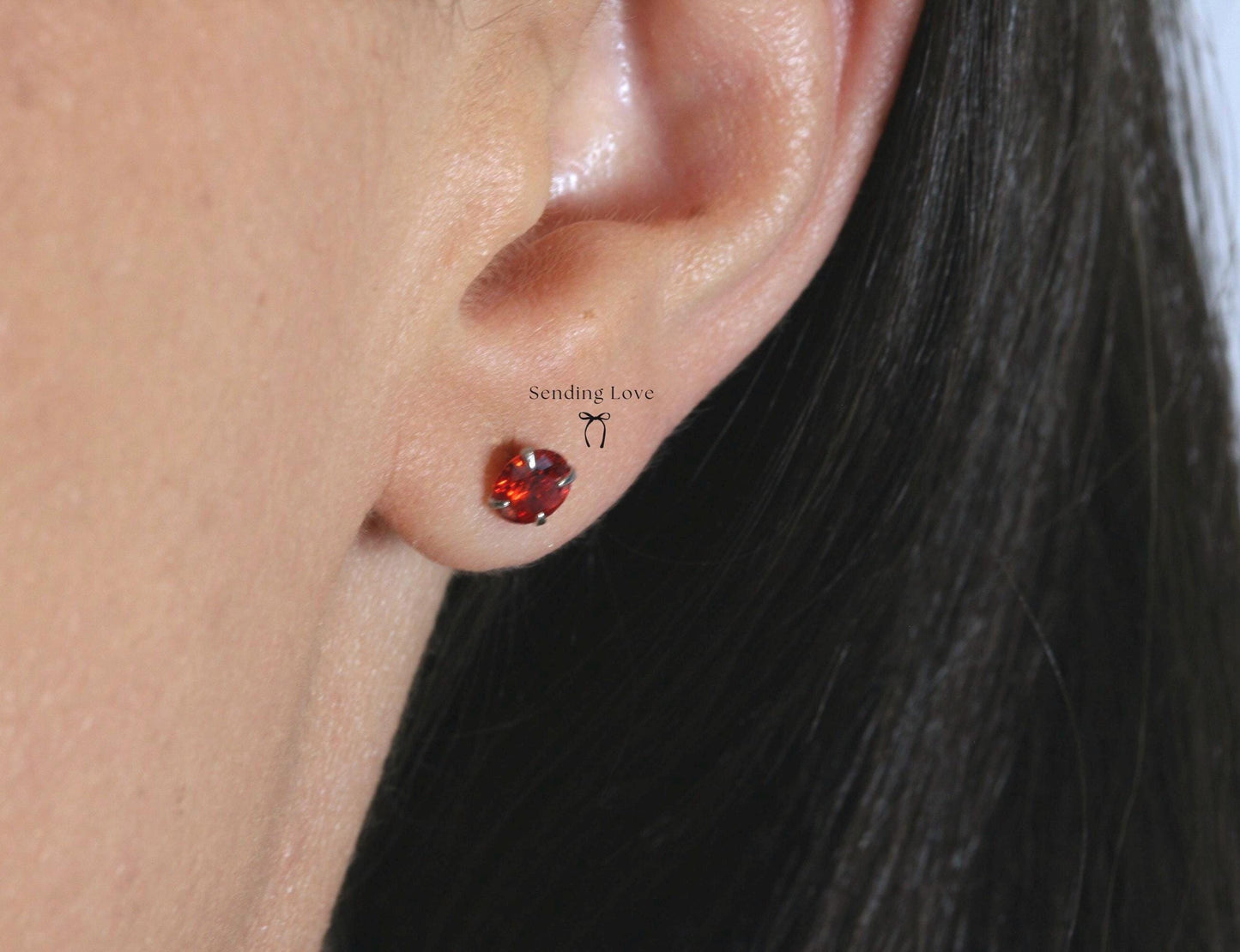 Garnet CZ Earrings: 925 Silver January Birthstone Gift