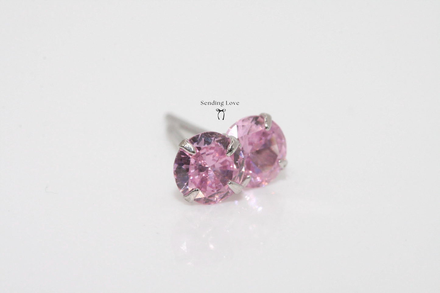 October Birthstone Earrings | Rose Quartz Studs | Sterling Silver 5mm Stud Earrings | Birthday Gift for Her | Christmas Stocking Filler