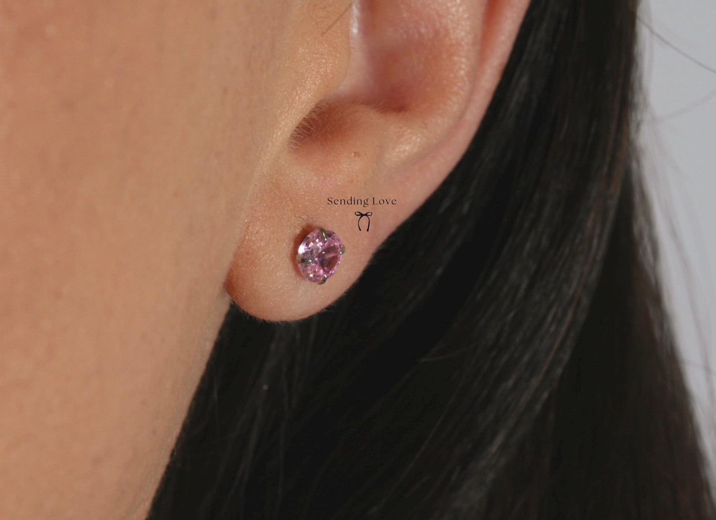 October Birthstone Earrings | Rose Quartz Studs | Sterling Silver 5mm Stud Earrings | Birthday Gift for Her | Christmas Stocking Filler