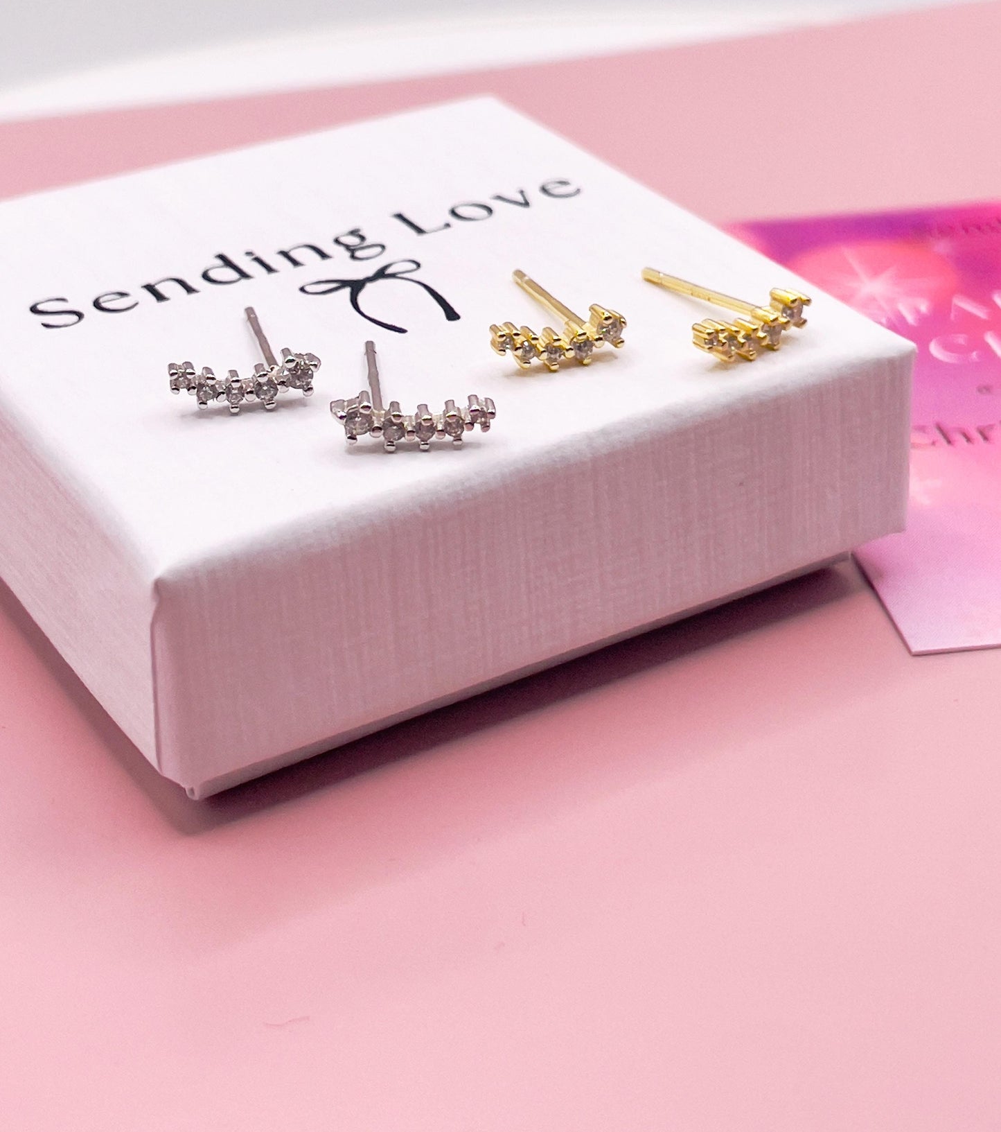 Starburst Ear Climber Earrings: 925 Silver, 18k Gold