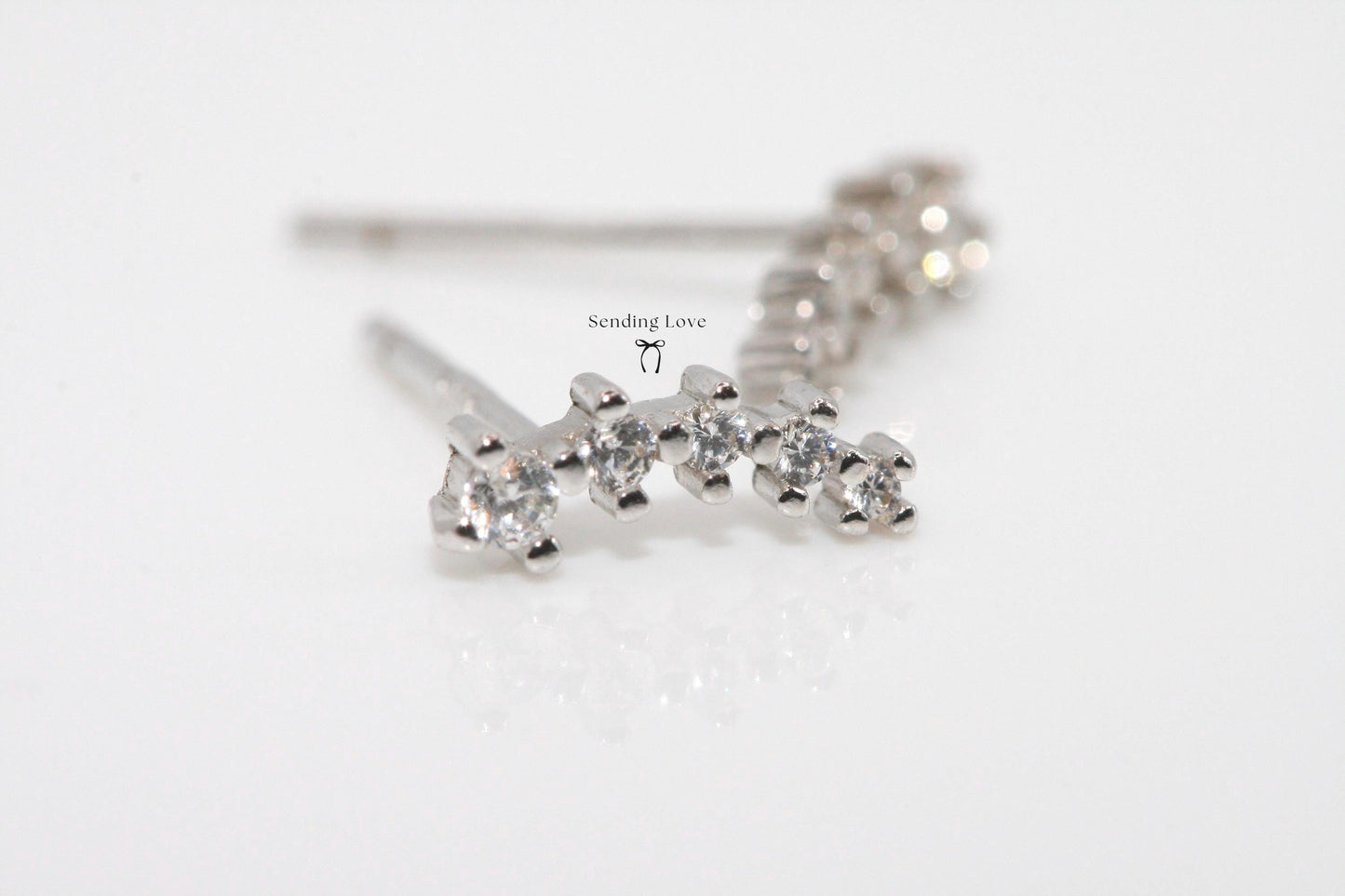 Starburst Ear Climber Earrings: 925 Silver, 18k Gold