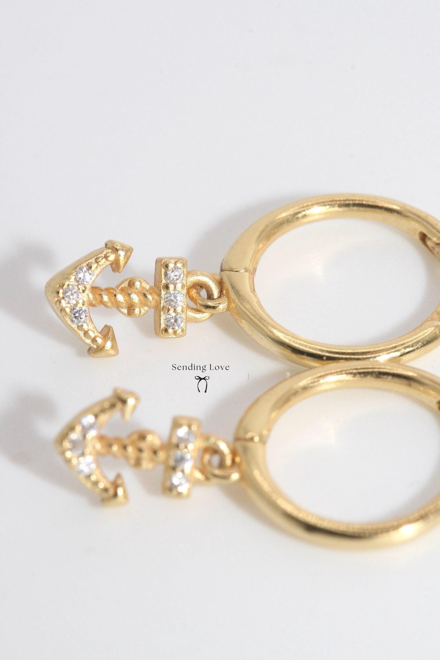 Anchor Hoop Earrings | Gold or Silver Anchor Charm Hoops | Nautical Jewellery Gift | Christmas Earrings for Her | Everyday Hoops Under 20