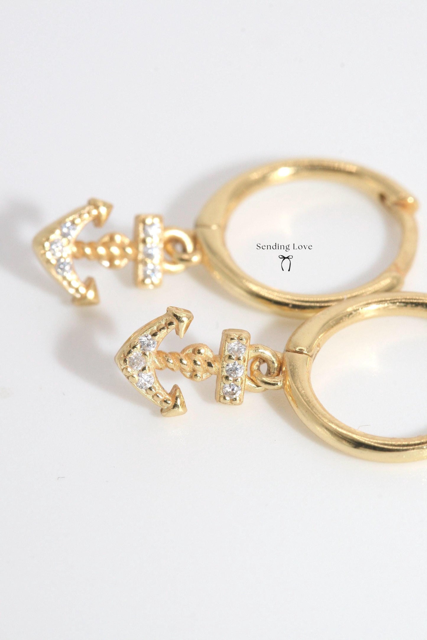Anchor Hoop Earrings | Gold or Silver Anchor Charm Hoops | Nautical Jewellery Gift | Christmas Earrings for Her | Everyday Hoops Under 20