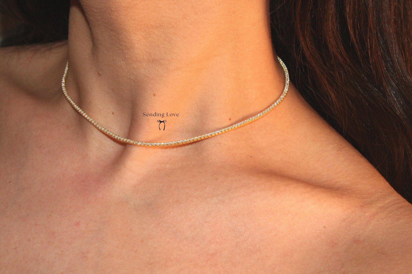 Diamond CZ tennis necklace, seeing silver tennis necklace, gold tennis necklace, gifts for her, necklaces for women, tennis necklace gifts
