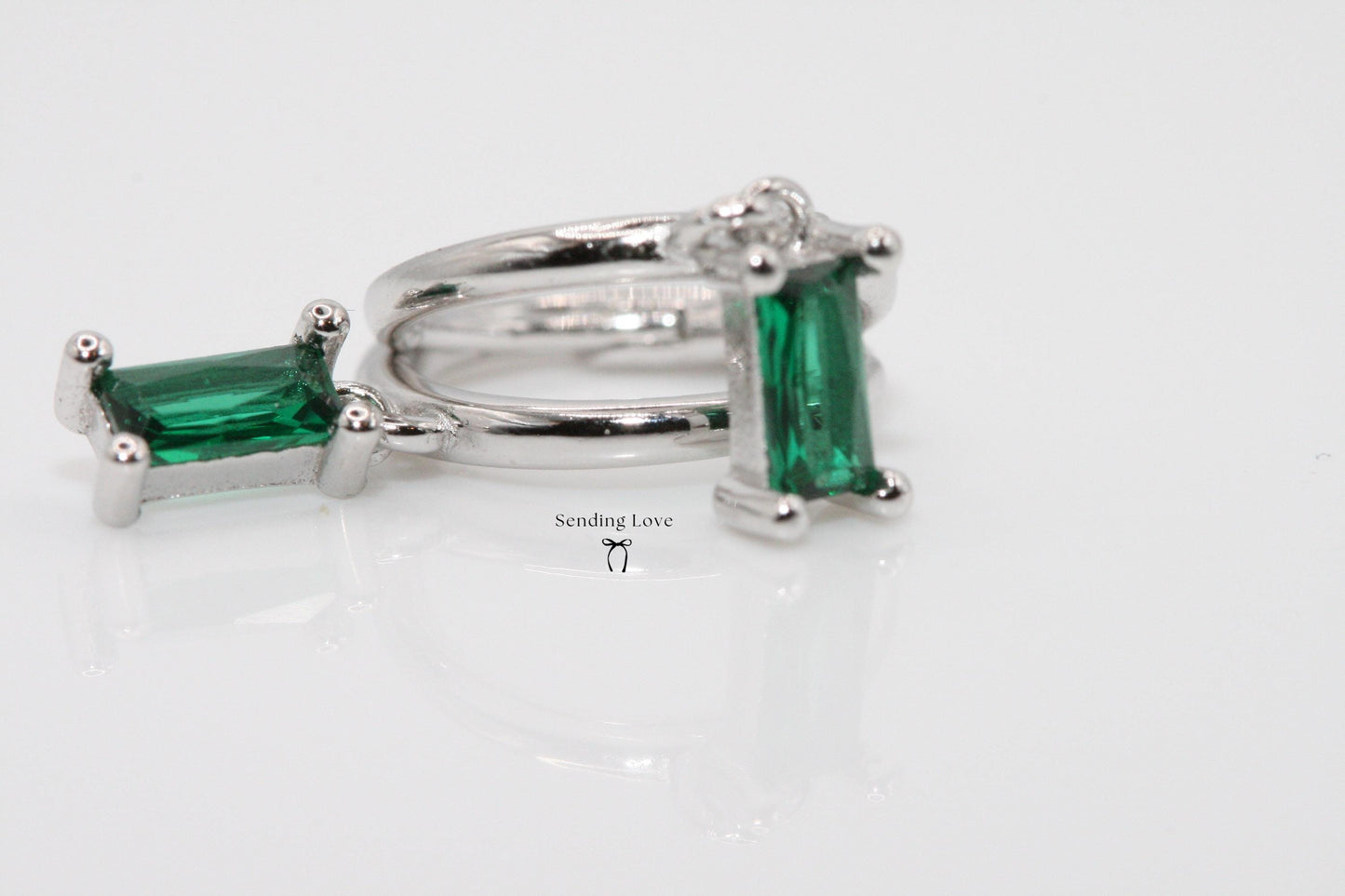 Emerald Necklace Earrings Set 18k Gold Plated 925 Silver Emerald Jewelry Gift for Wife Gift for Girlfriend Gift for Mom Mothers Day Gift Valentines Day Gift Birthday Gift Bridesmaid Gift Wedding Jewelry