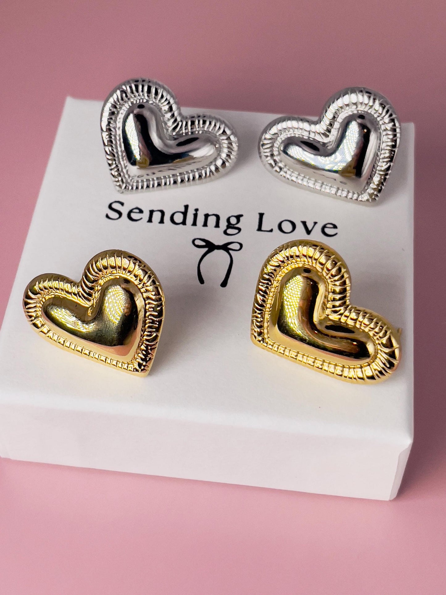 Large heart earrings, heart earrings gift for her, xmas gift, birthday gift earrings, sister gift
