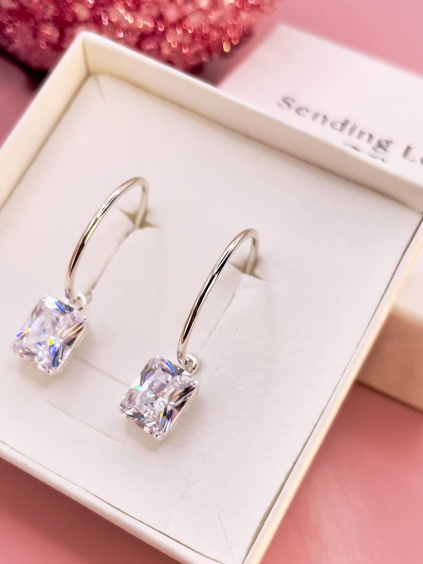 Sterling Silver Hoop Earrings: CZ Diamond Huggie Hoops, Wedding Jewelry