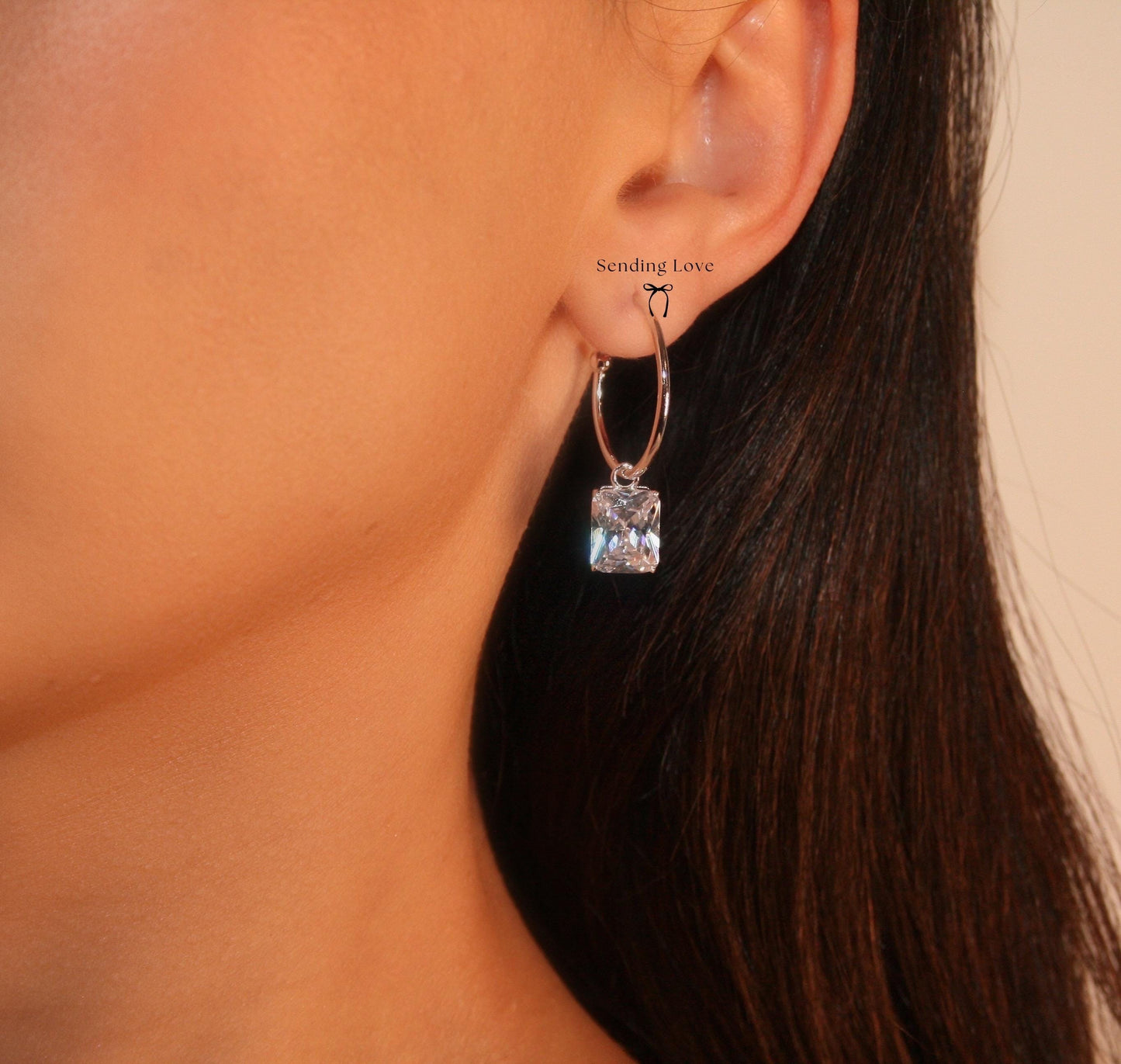 Sterling Silver Hoop Earrings: CZ Diamond Huggie Hoops, Wedding Jewelry