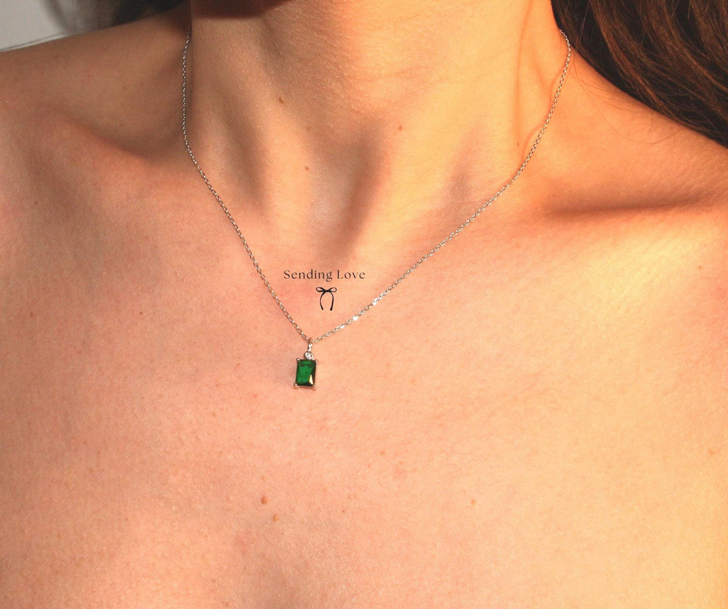 Special Occasion Jewelry Emerald Necklace and Earrings Set Gift for Her Emerald Gift for Mom Emerald Gift for Wife Emerald Gift for Girlfriend Valentines Day Gift Mothers Day Gift Birthday Gift