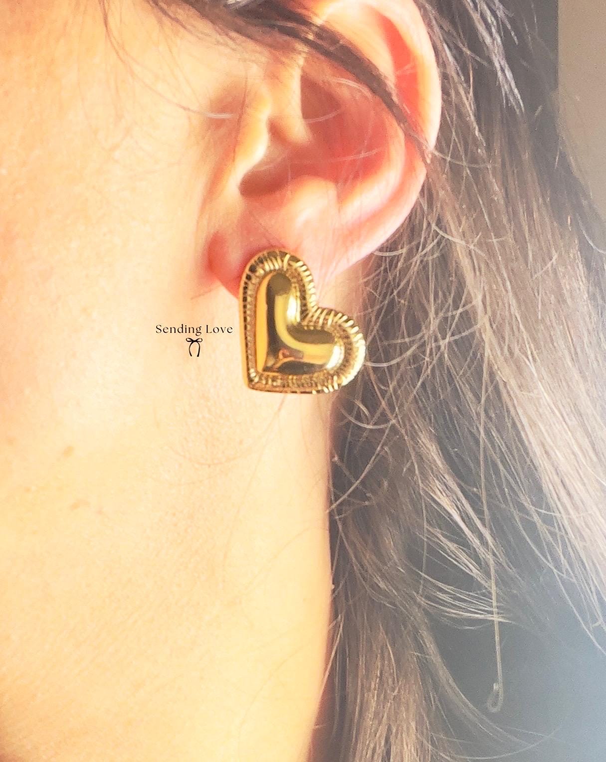 Large heart earrings, heart earrings gift for her, xmas gift, birthday gift earrings, sister gift