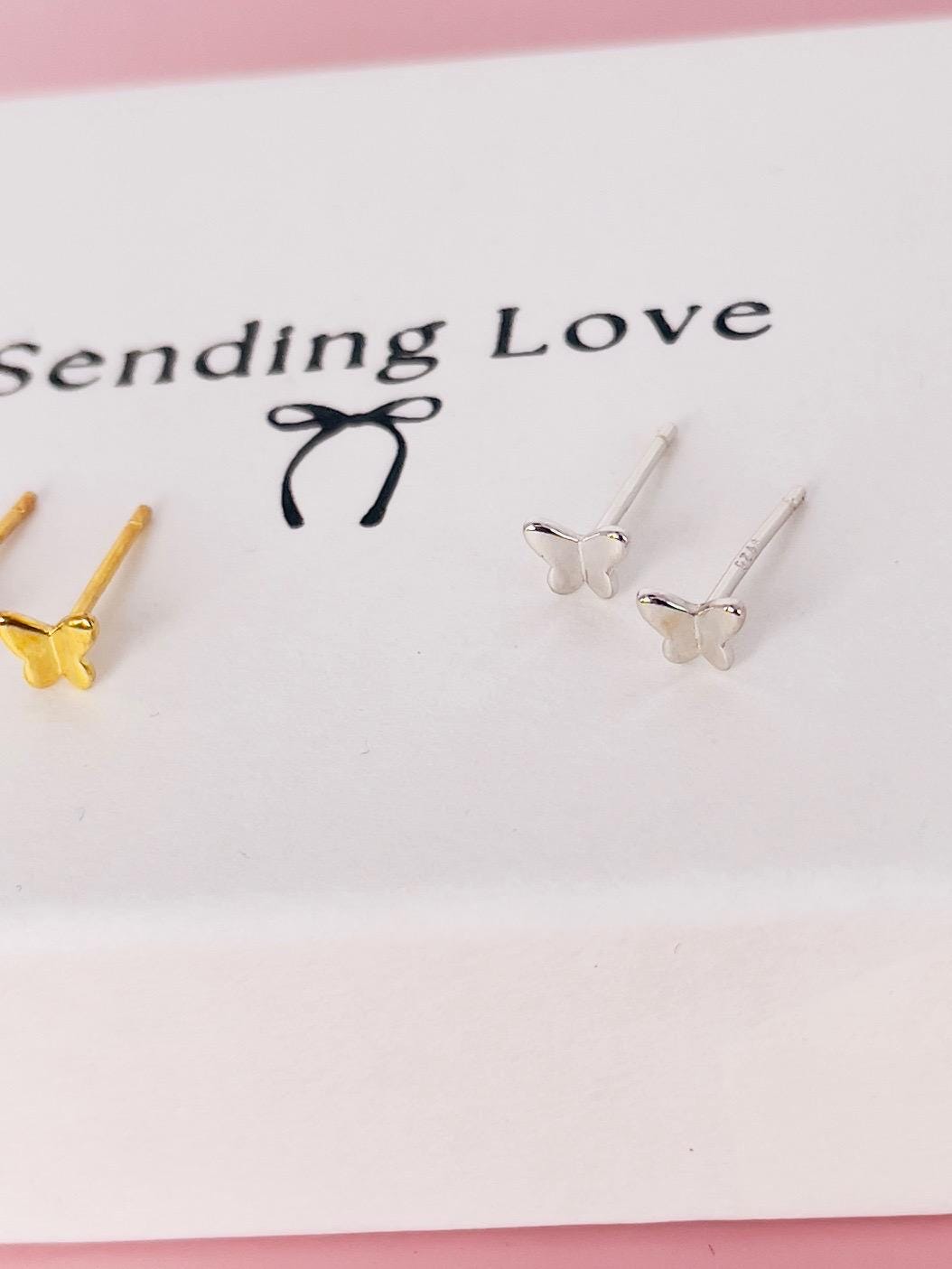 Dainty 925 Silver Butterfly Earrings: Boho Chic Studs