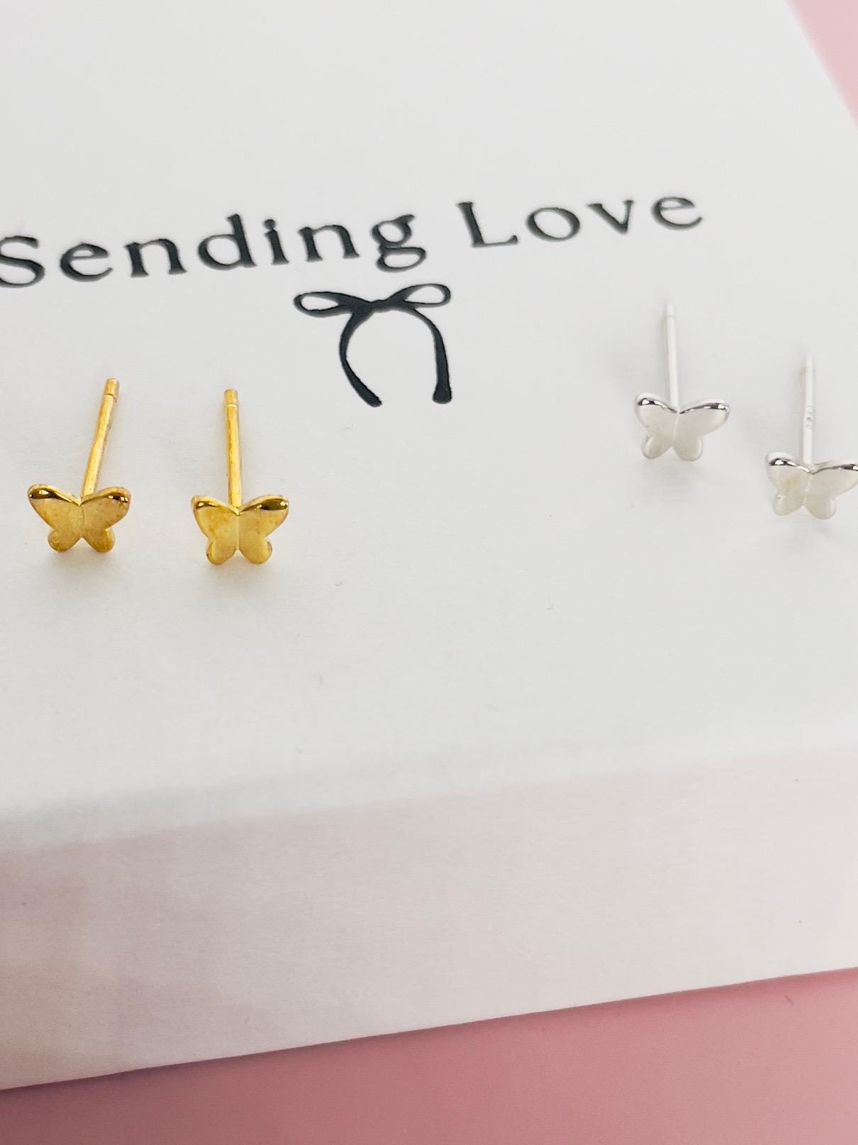 Dainty 925 Silver Butterfly Earrings: Boho Chic Studs