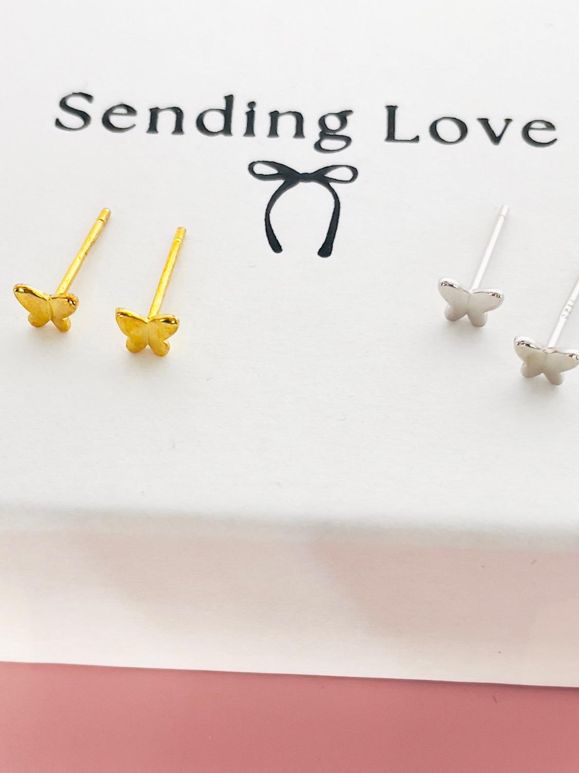 Dainty 925 Silver Butterfly Earrings: Boho Chic Studs