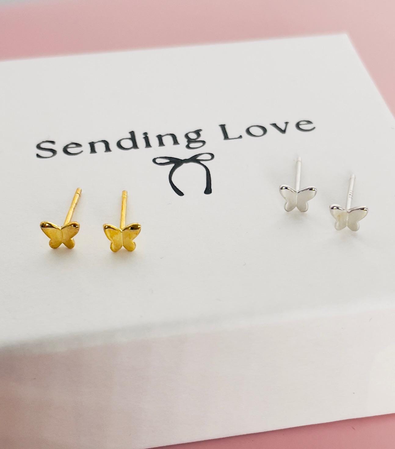 Dainty 925 Silver Butterfly Earrings: Boho Chic Studs