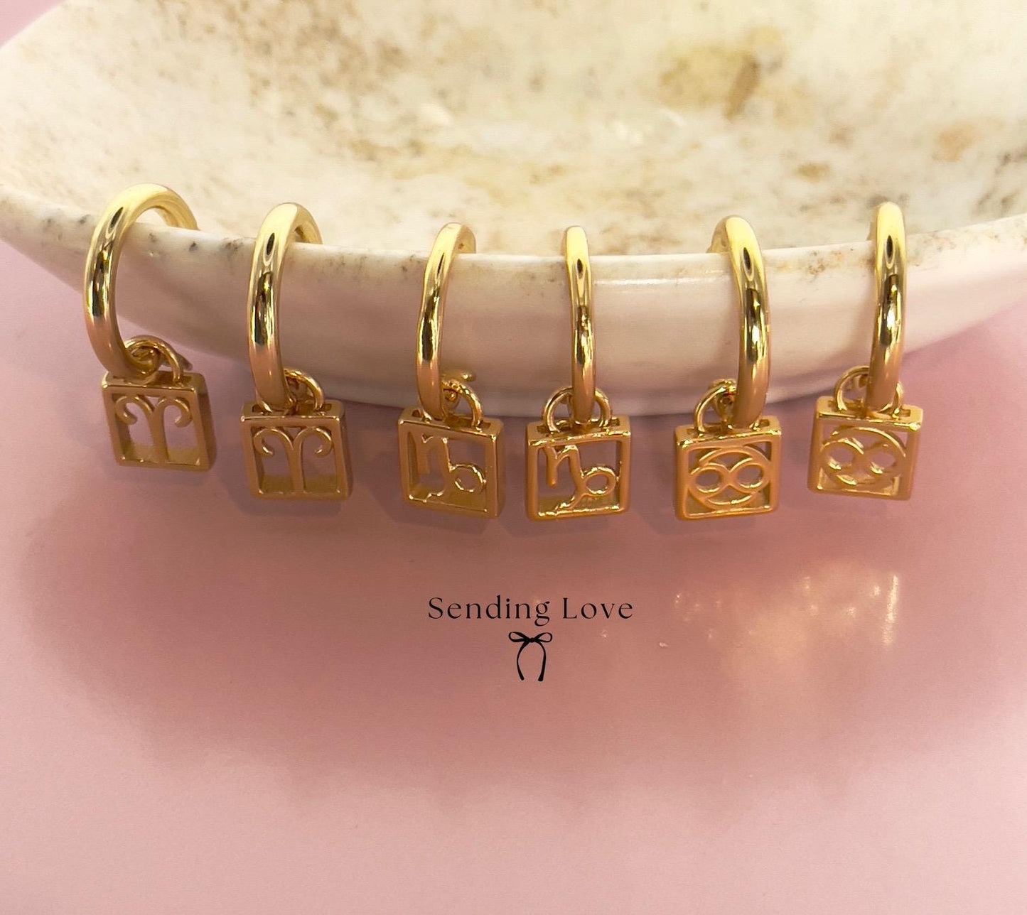 Zodiac Hoop Earrings: Sterling Silver Star Sign Charm