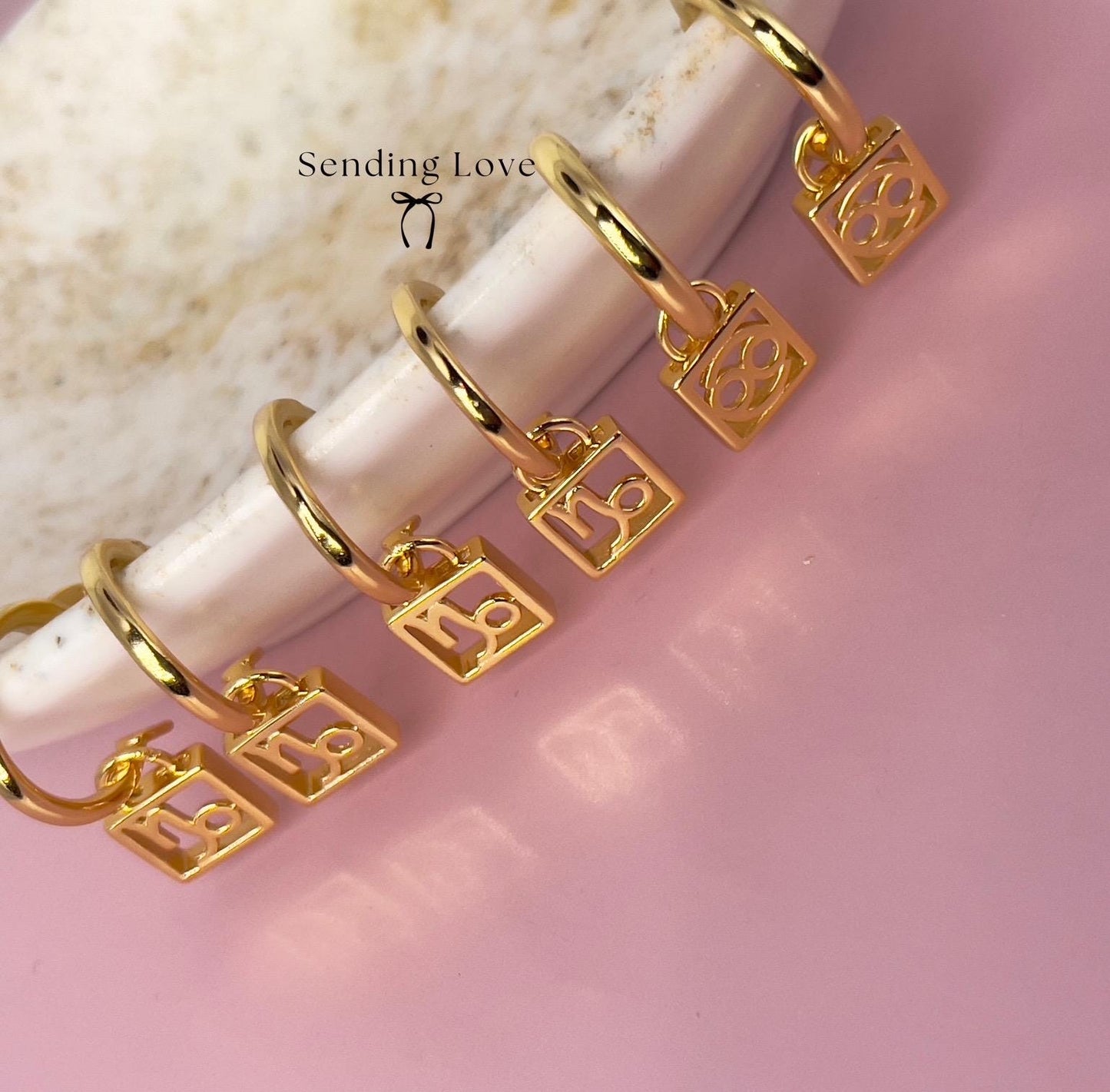 Zodiac Hoop Earrings: Sterling Silver Star Sign Charm