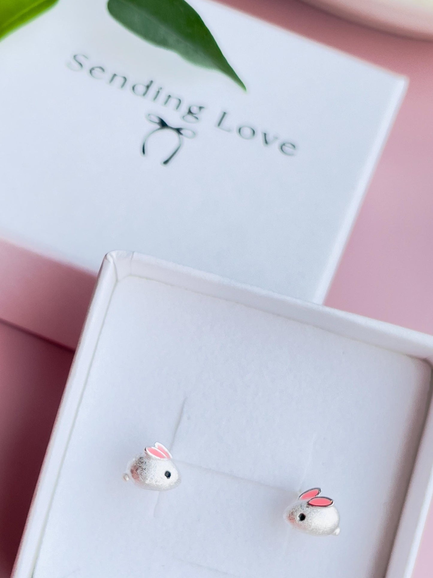 Sterling Silver Easter Bunny Earrings: Girls First Earrings