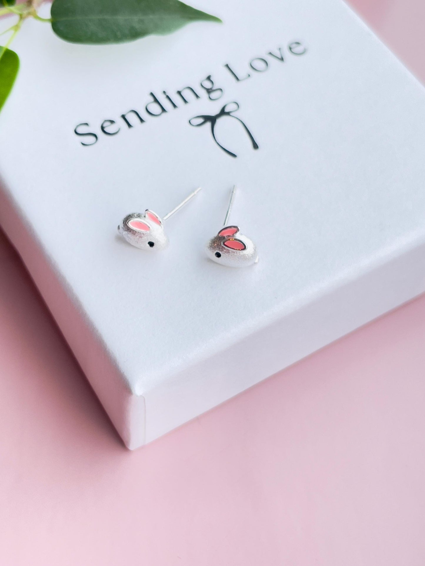 Sterling Silver Easter Bunny Earrings: Girls First Earrings